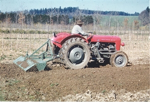 Der erste Traktor, ein Ferguson mit Hydraulik und Frontlader, wird gekauft.